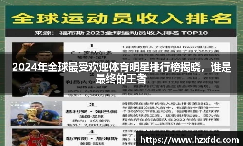 2024年全球最受欢迎体育明星排行榜揭晓，谁是最终的王者