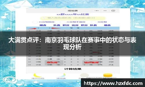 大满贯点评：南京羽毛球队在赛事中的状态与表现分析