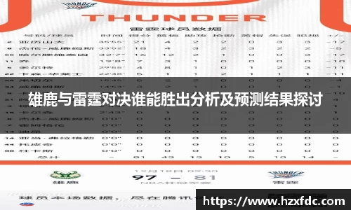 雄鹿与雷霆对决谁能胜出分析及预测结果探讨